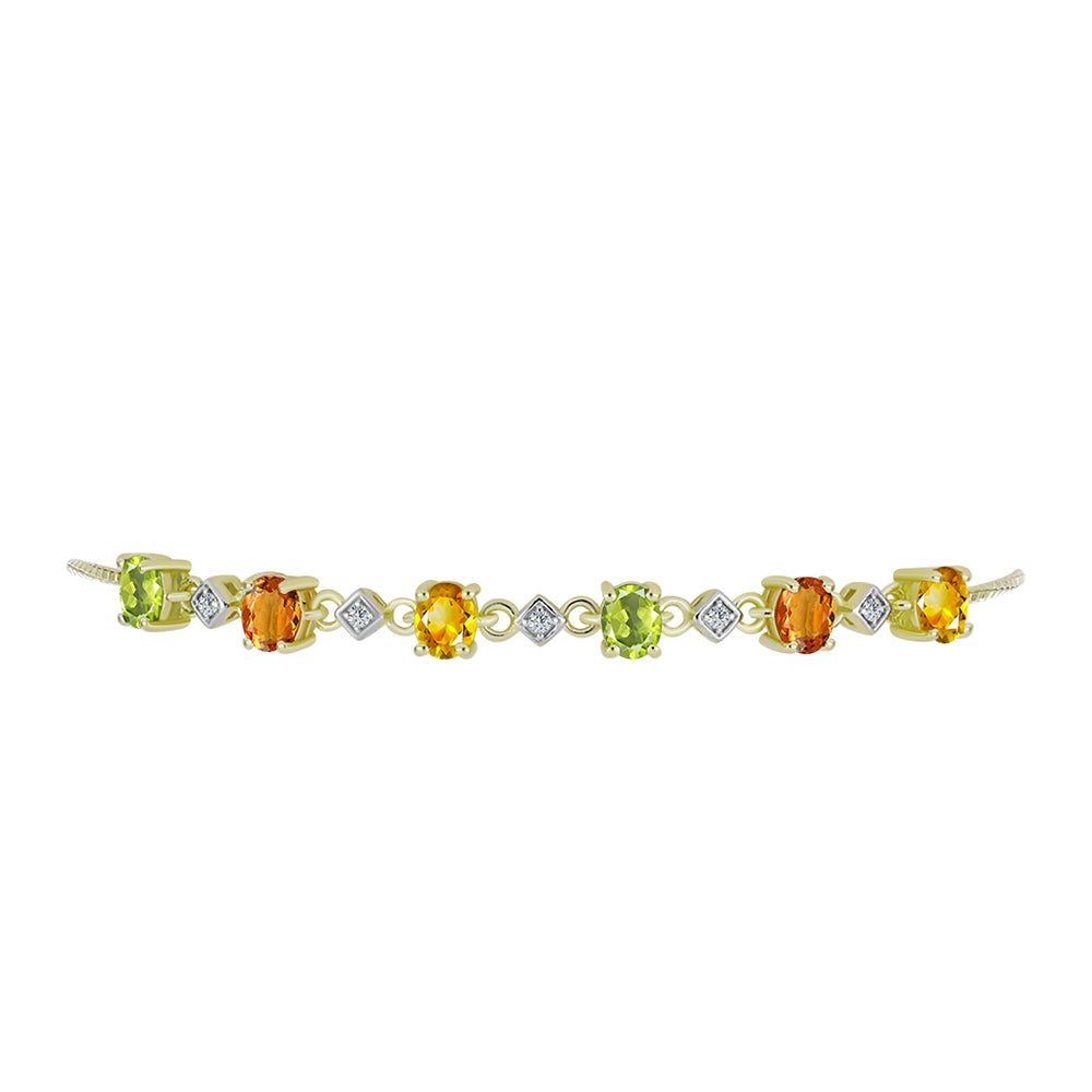 Pulsera de Plata Bañada en Oro con Zafiro Arco Iris y Topacio Blanco