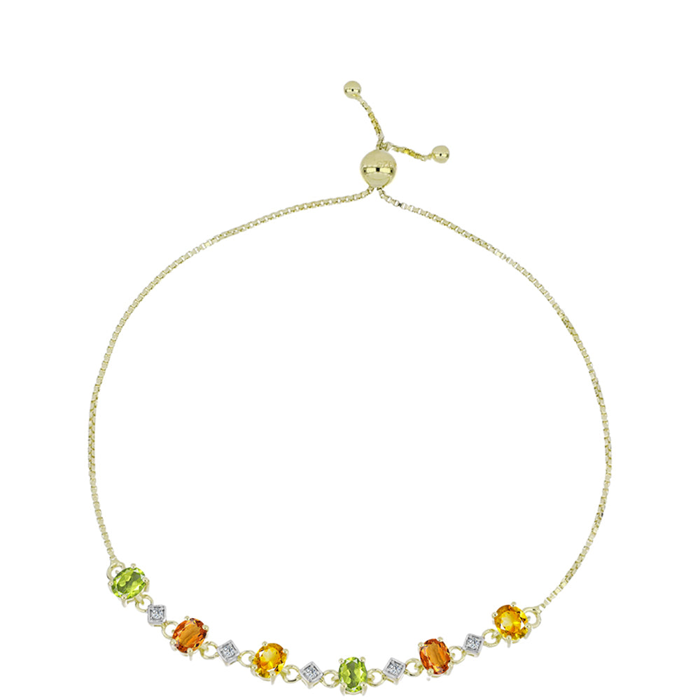 Pulsera de Plata Bañada en Oro con Zafiro Arco Iris y Topacio Blanco 1 