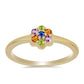 Anillo de Plata Bañada en Oro con Zafiro Arco Iris