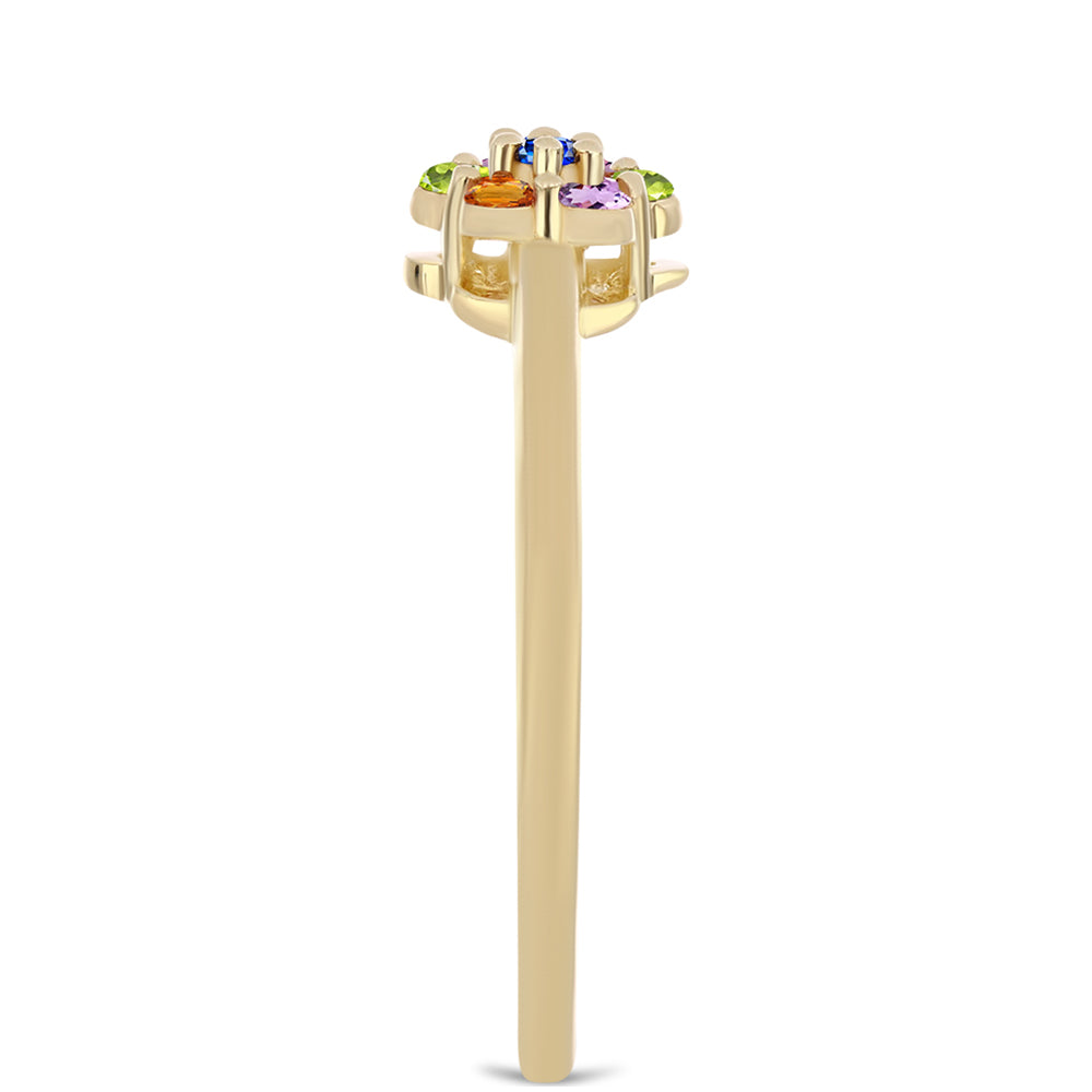 Anillo de Plata Bañada en Oro con Zafiro Arco Iris
