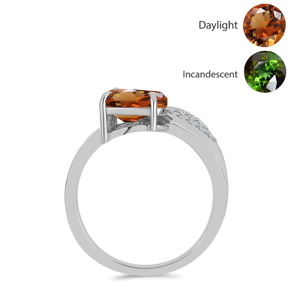 Anillo de Plata con Zultanita de Anatolia certificado y cultivado en laboratorio y Topacio Blanco 2 