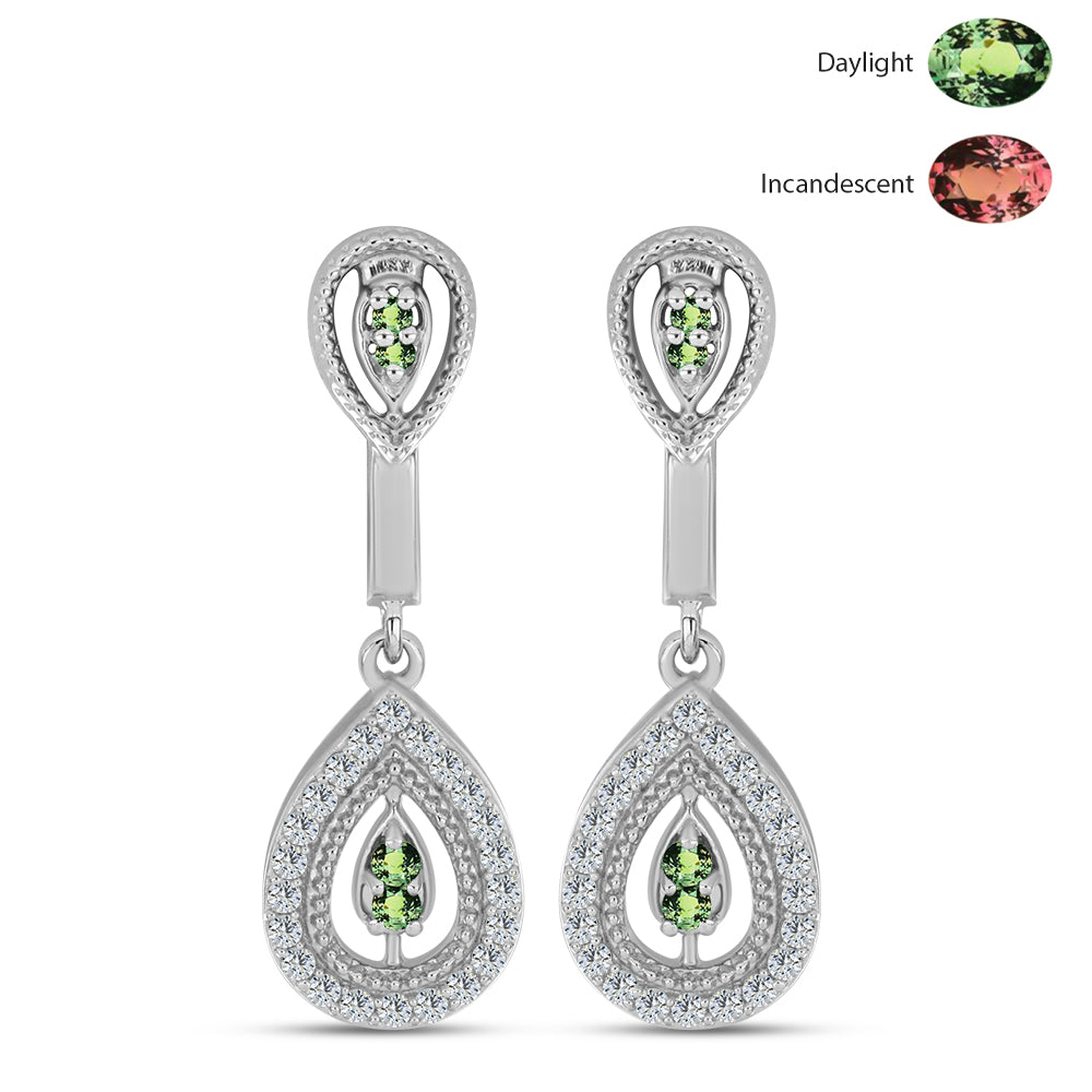 Pendientes de Plata con Alejandrita natural y Topacio Blanco 1 