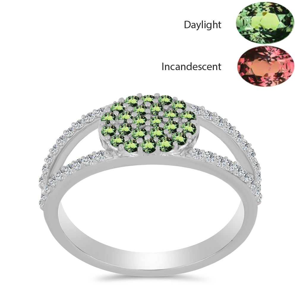 Anillo de Plata con Alejandrita natural y Topacio Blanco
