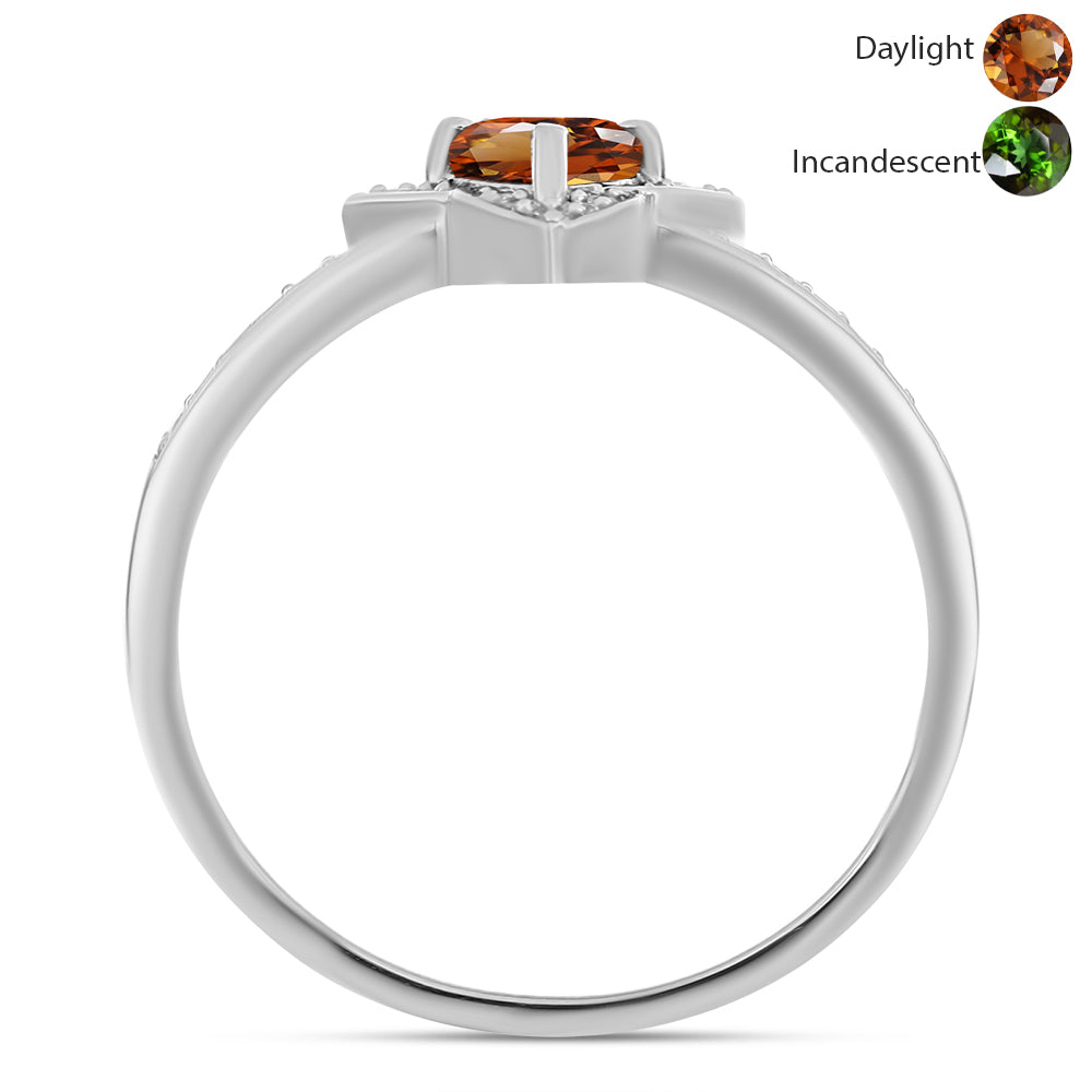 Anillo de Plata con Zultanita de Anatolia certificado y cultivado en laboratorio y Topacio Blanco 2 