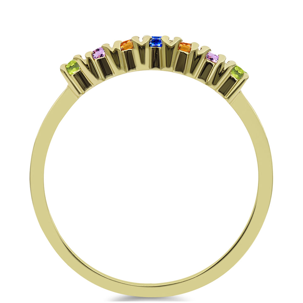 Anillo de Plata Bañada en Oro con Zafiro Arco Iris