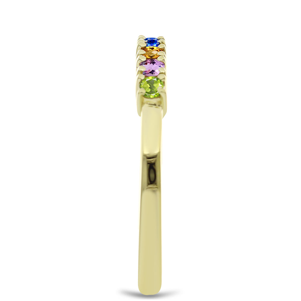 Anillo de Plata Bañada en Oro con Zafiro Arco Iris 4 
