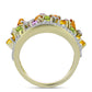 Anillo de Plata Bañada en Oro con Zafiro Arco Iris y Topacio Blanco