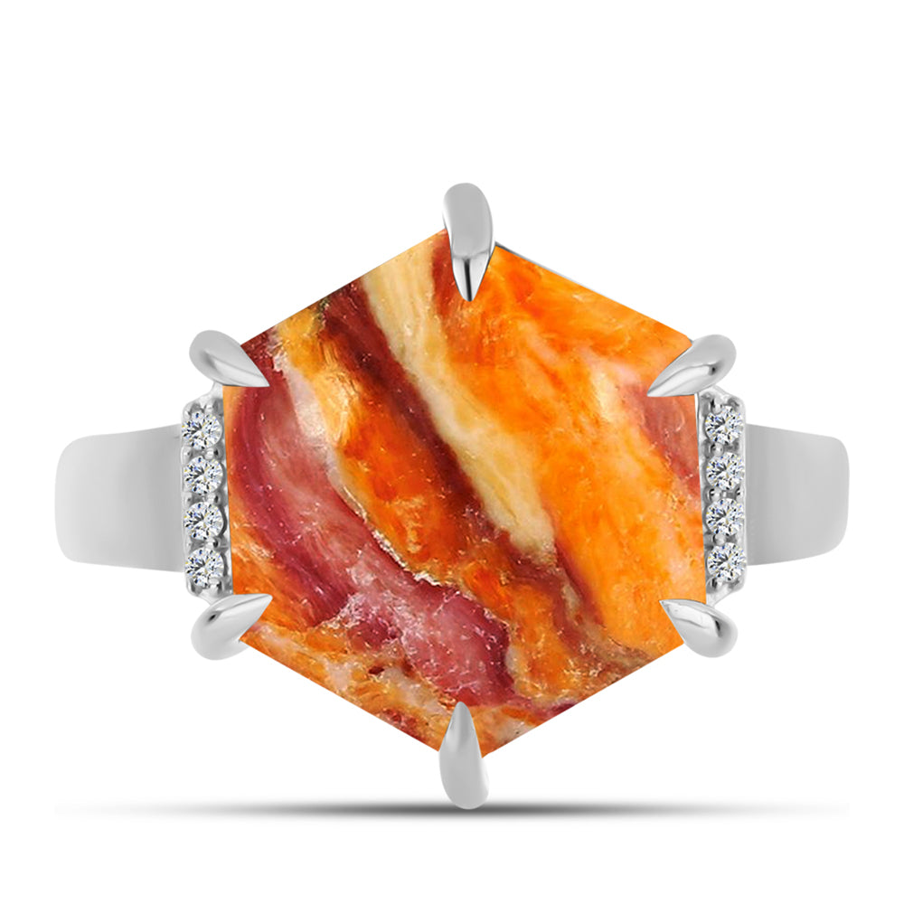 Anillo de Plata con Jaspe Garra de León y Topacio Blanco 1 