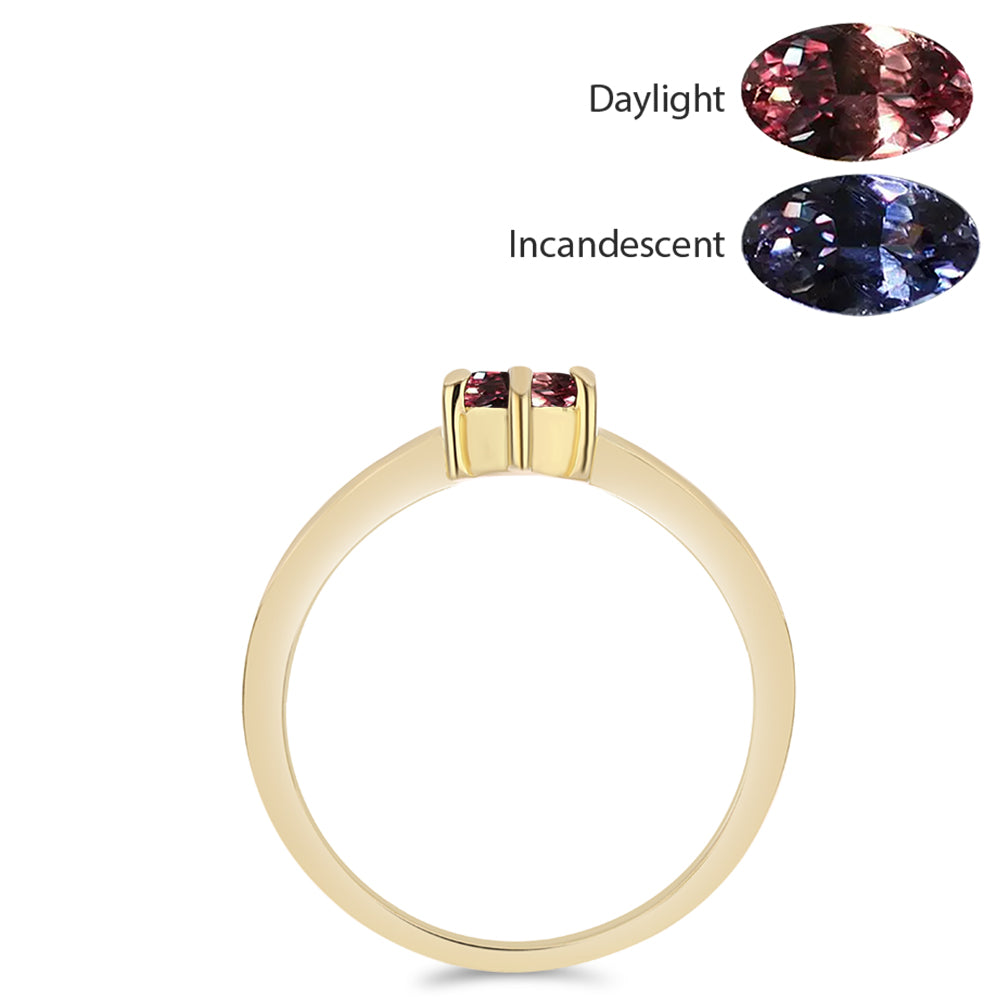 Anillo de Plata Bañada en Oro con Granate Multicolor de Tsivory