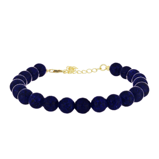 Pulsera de Plata Bañada en Oro con Lapislázuli
