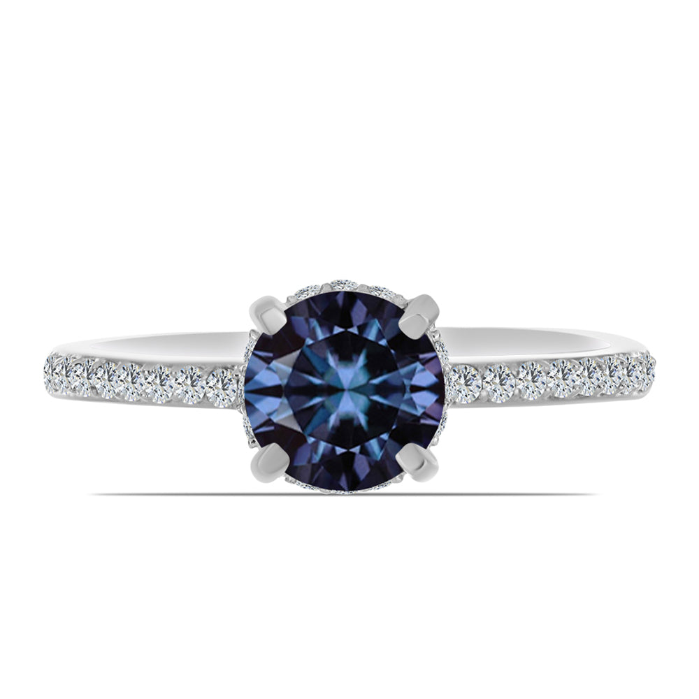 Anillo de Plata con Moisanita "Púrpura Imperial" y Topacio Blanco 1 
