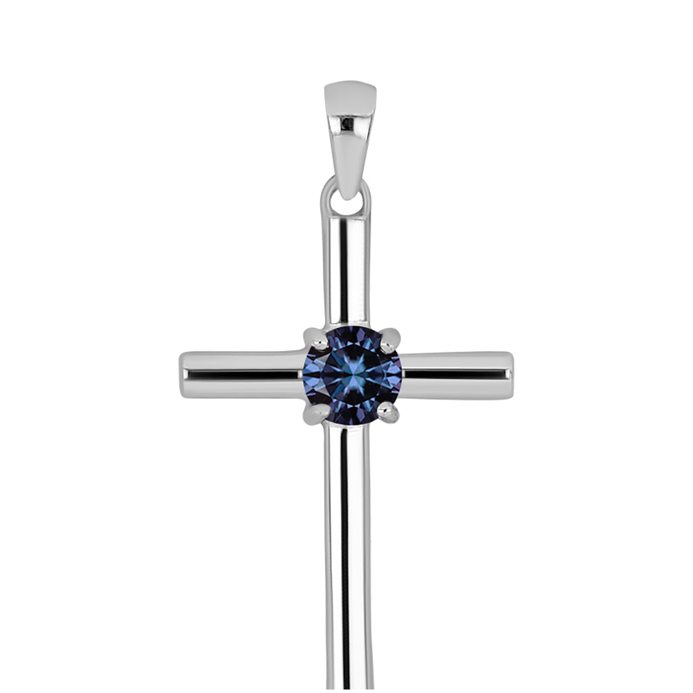 Cruz Colgante de Plata con Moisanita "Púrpura Imperial" 1 