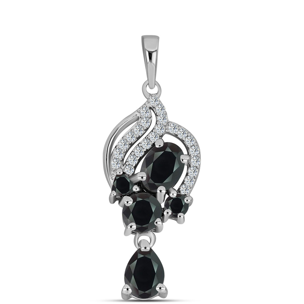 Colgante de Plata con Obsidiana y Topacio Blanco