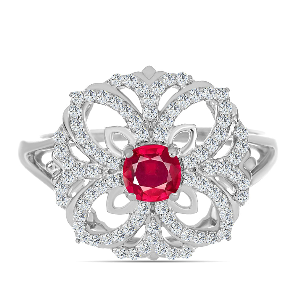 Anillo de Plata con Rubí de Madagascar y Topacio Blanco