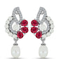 Pendientes de Plata con Rubí de Madagascar y Perla blanca de agua dulce