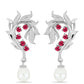 Pendientes de Plata con Rubí de Madagascar y Perla blanca de agua dulce