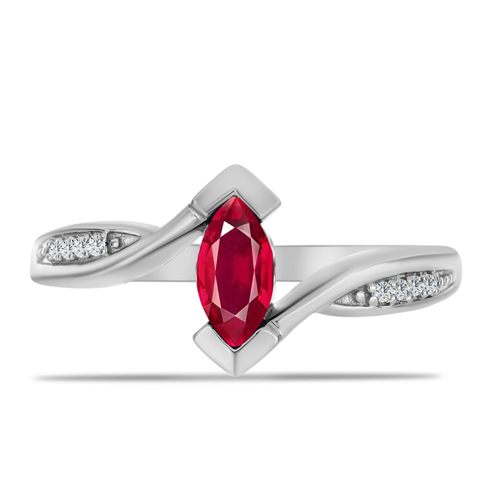 Anillo de Plata con Rubí de Madagascar y Topacio Blanco 1 