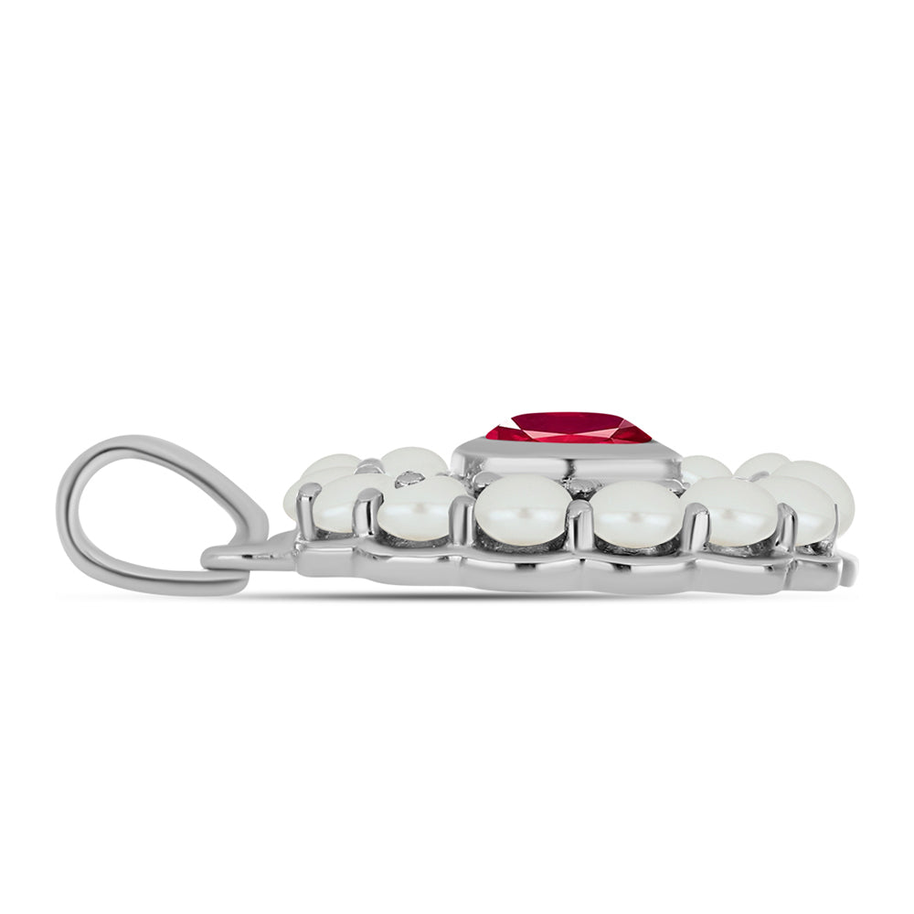 Colgante de Plata con Rubí de Madagascar y Perla blanca de agua dulce 2 
