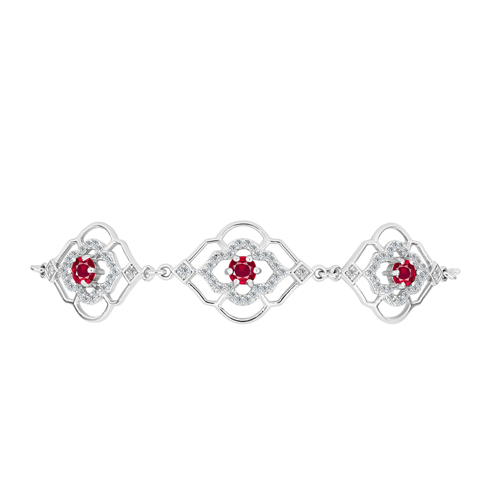 Pulsera de Plata con Rubí de Madagascar y Topacio Blanco