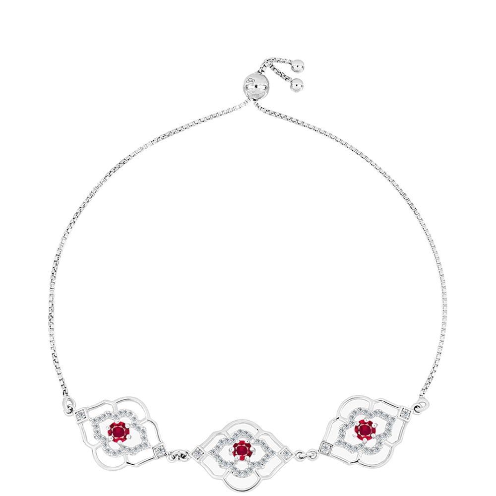 Pulsera de Plata con Rubí de Madagascar y Topacio Blanco