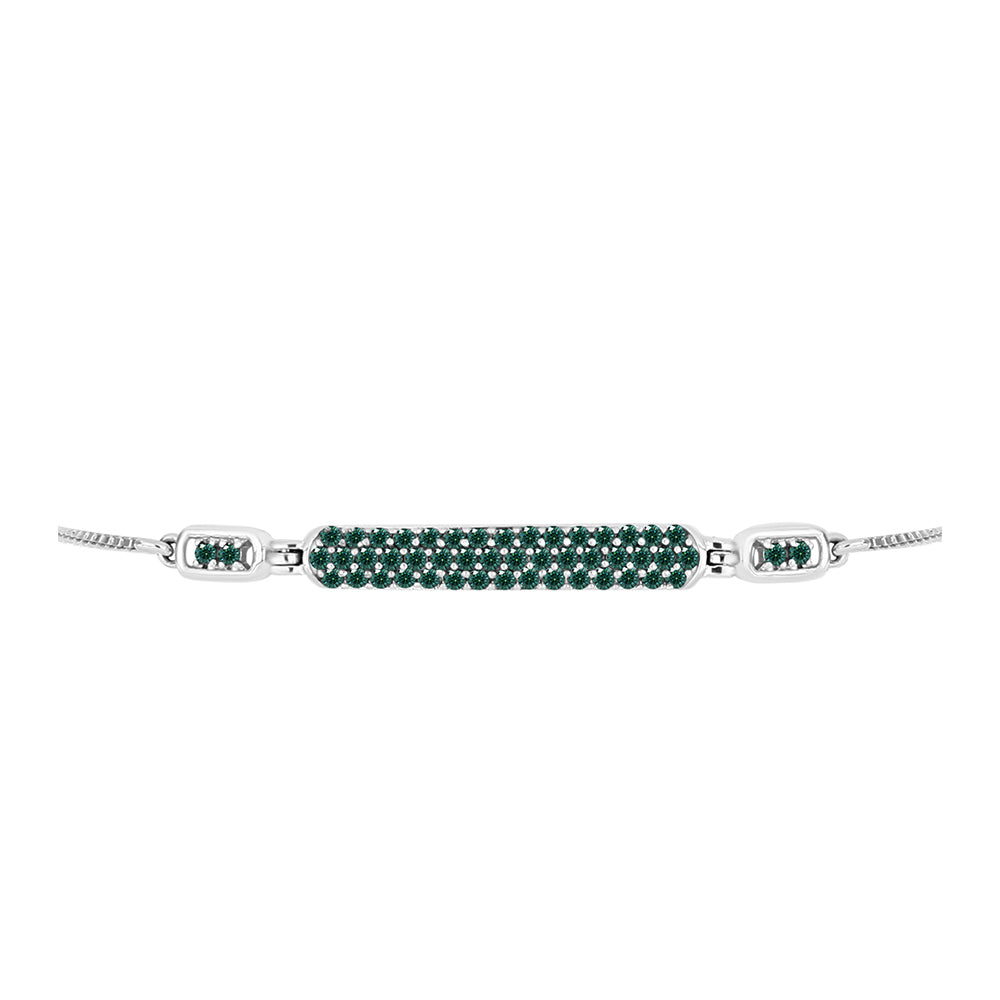 Pulsera de Plata con Moissanita azul mar verdosa 2 