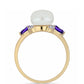 Anillo de Plata Bañada en Oro con Amatista de Marruecos y Perla blanca de agua dulce