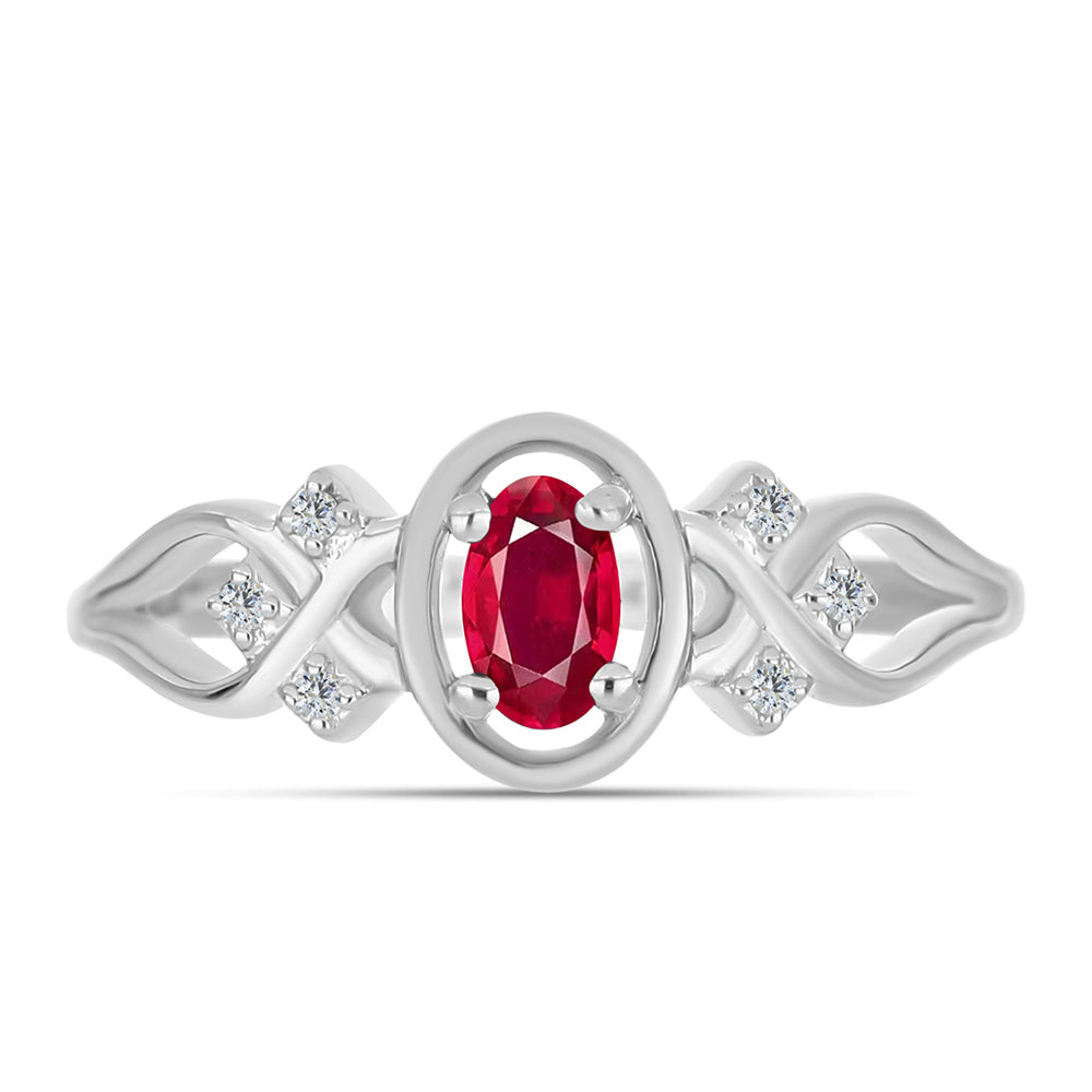 Anillo de Plata con Rubí de Madagascar y Topacio Blanco