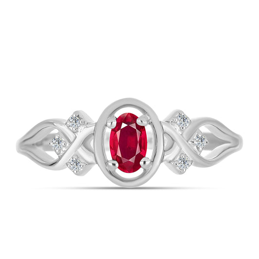 Anillo de Plata con Rubí de Madagascar y Topacio Blanco