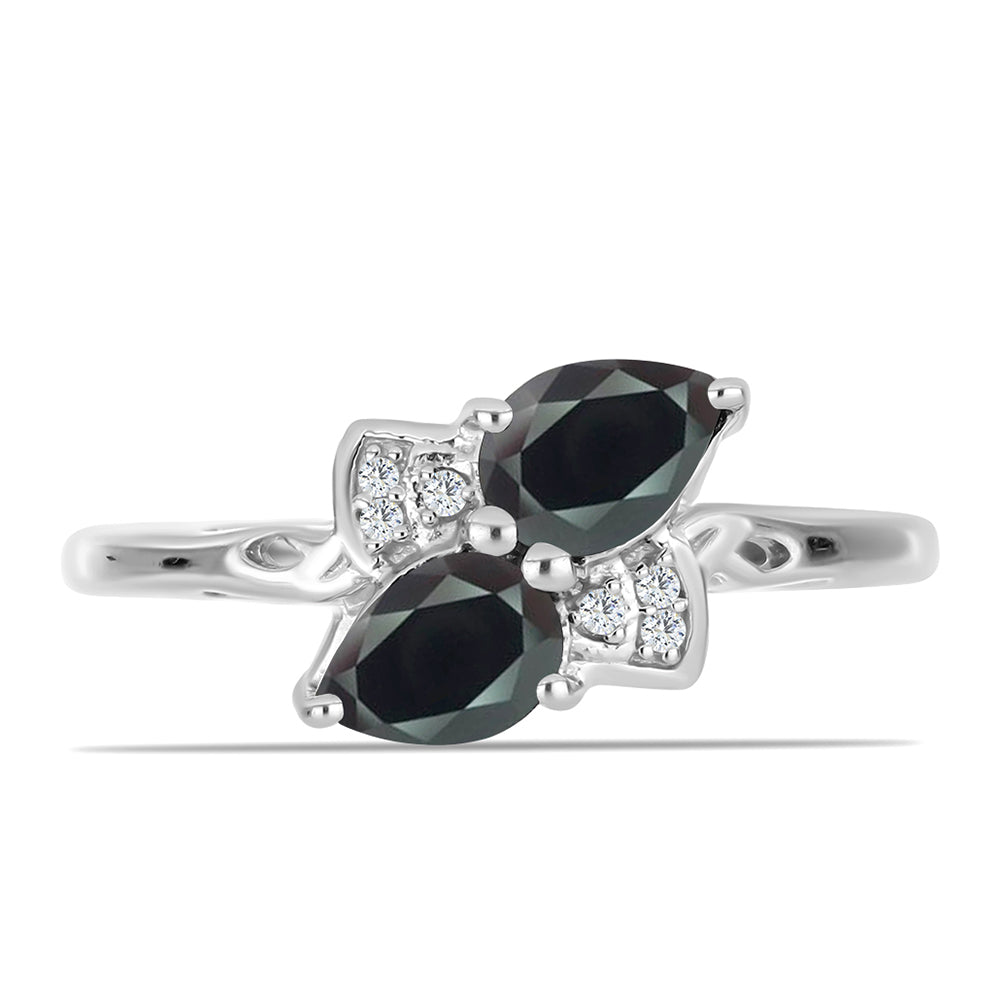 Anillo de Plata con Obsidiana y Topacio Blanco 1 