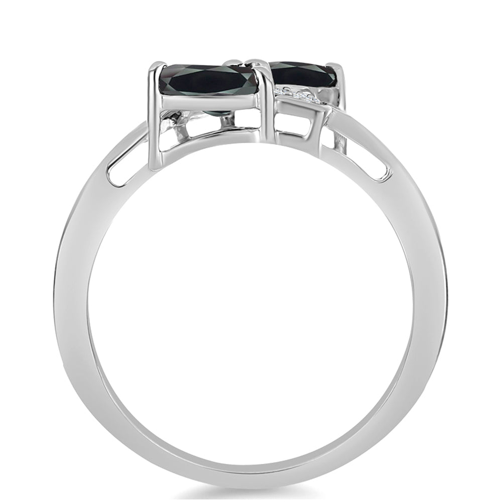 Anillo de Plata con Obsidiana y Topacio Blanco 2 