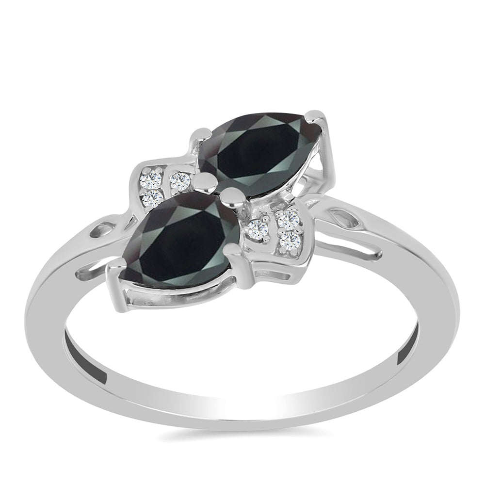 Anillo de Plata con Obsidiana y Topacio Blanco