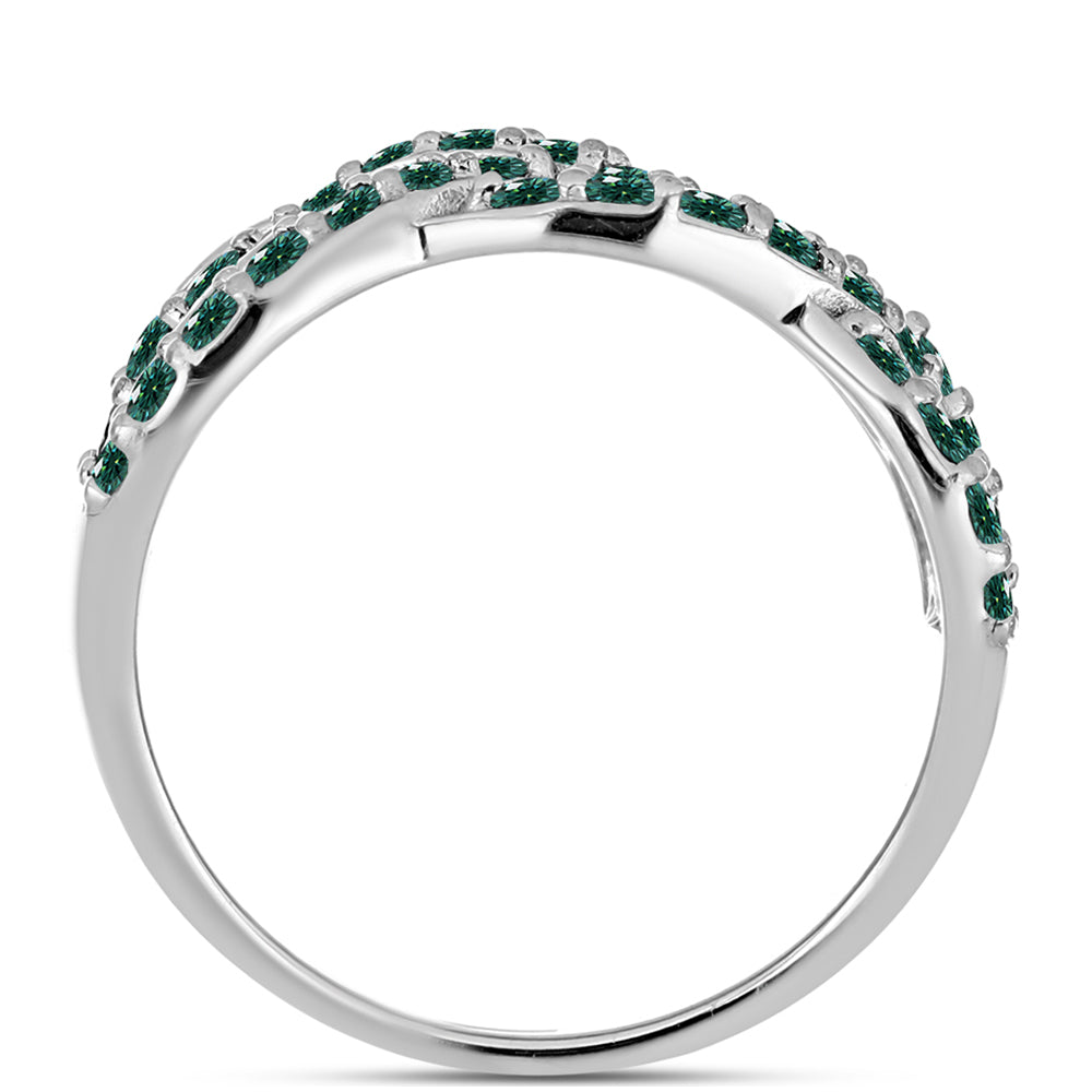 Anillo de Plata con Moissanita azul mar verdosa 2 