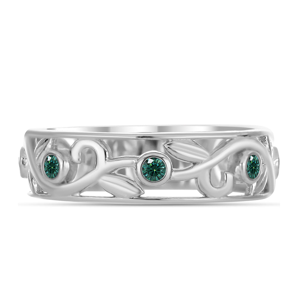 Anillo de Plata con Moissanita azul mar verdosa 1 