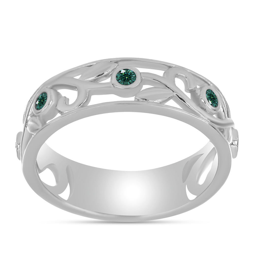 Anillo de Plata con Moissanita azul mar verdosa
