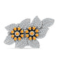 Broche de Plata con Zafiro Padparadscha y Topacio Blanco