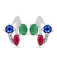 Conjunto de Plata con Rubí de Madagascar y Esmeralda de Brasil ( Pendientes +Anillo )