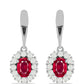 Pendientes de Plata con Rubí de Madagascar y Perla blanca de agua dulce