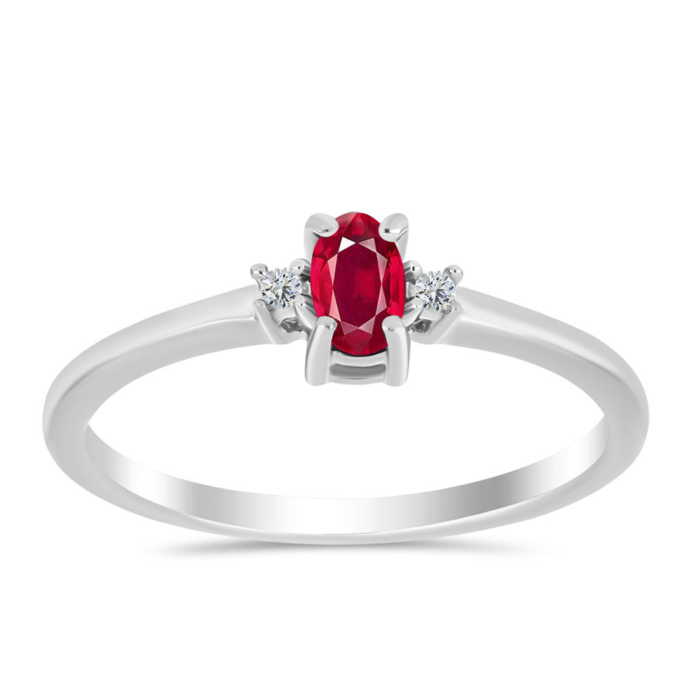 Anillo de Plata con Rubí de Madagascar y Topacio Blanco 3 