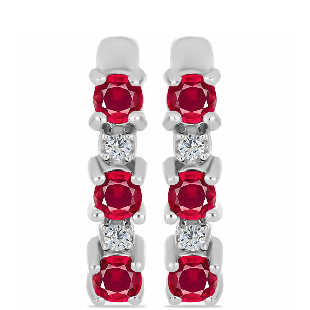 Pendientes de Plata con Rubí de Madagascar y Topacio Blanco 1 