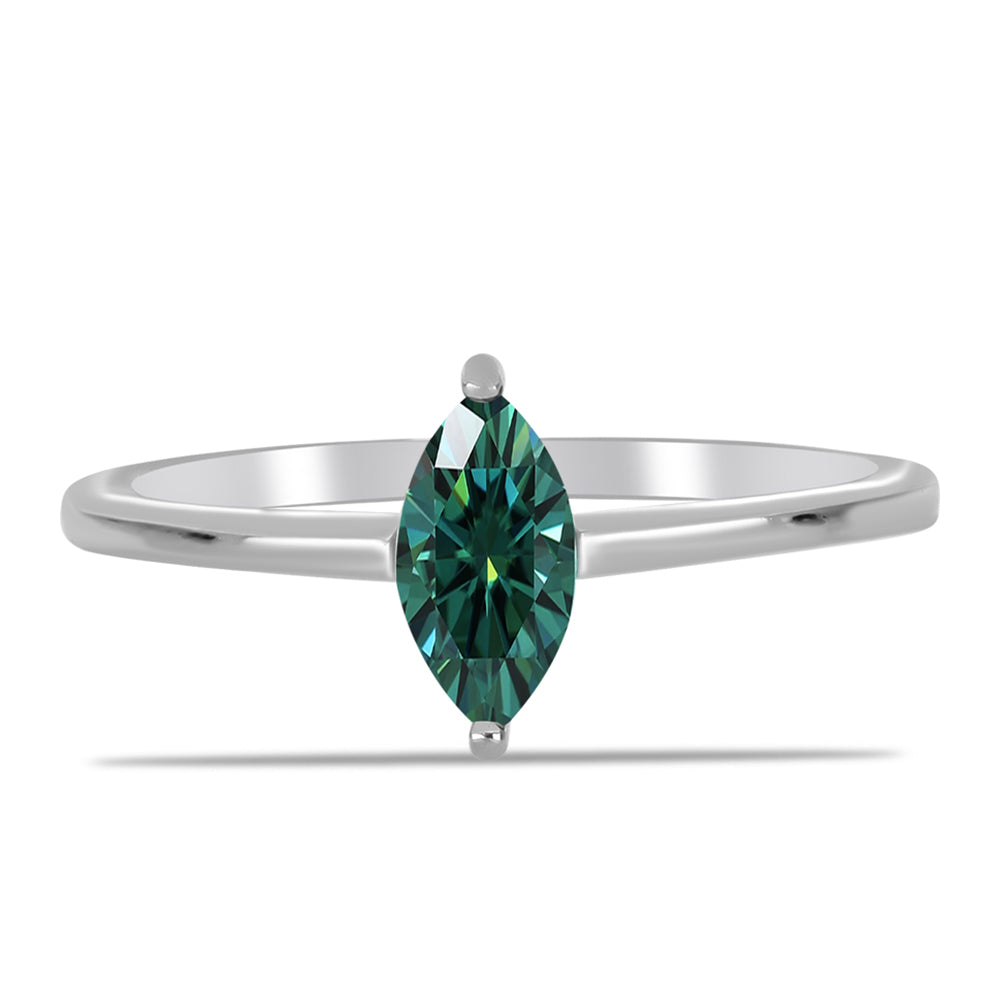 Anillo de Plata con Moissanita azul mar verdosa 1 