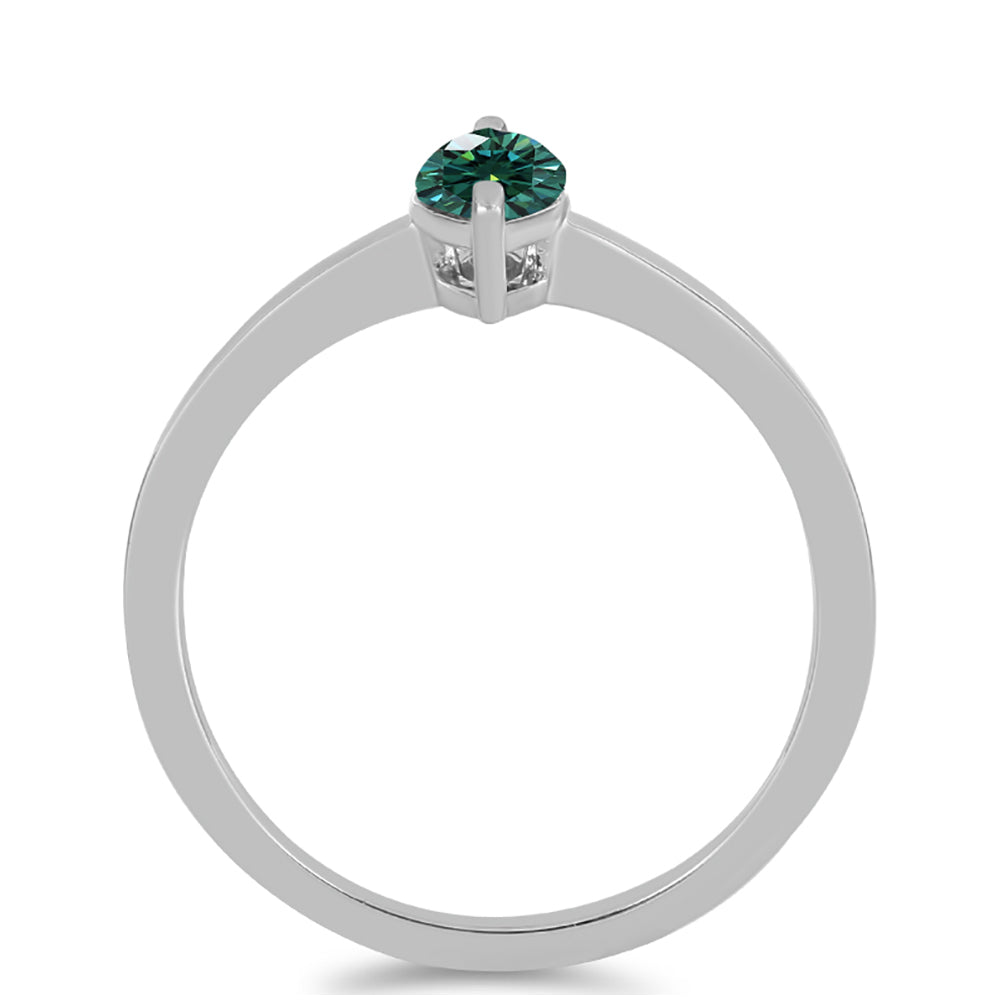Anillo de Plata con Moissanita azul mar verdosa