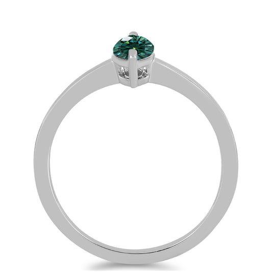 Anillo de Plata con Moissanita azul mar verdosa