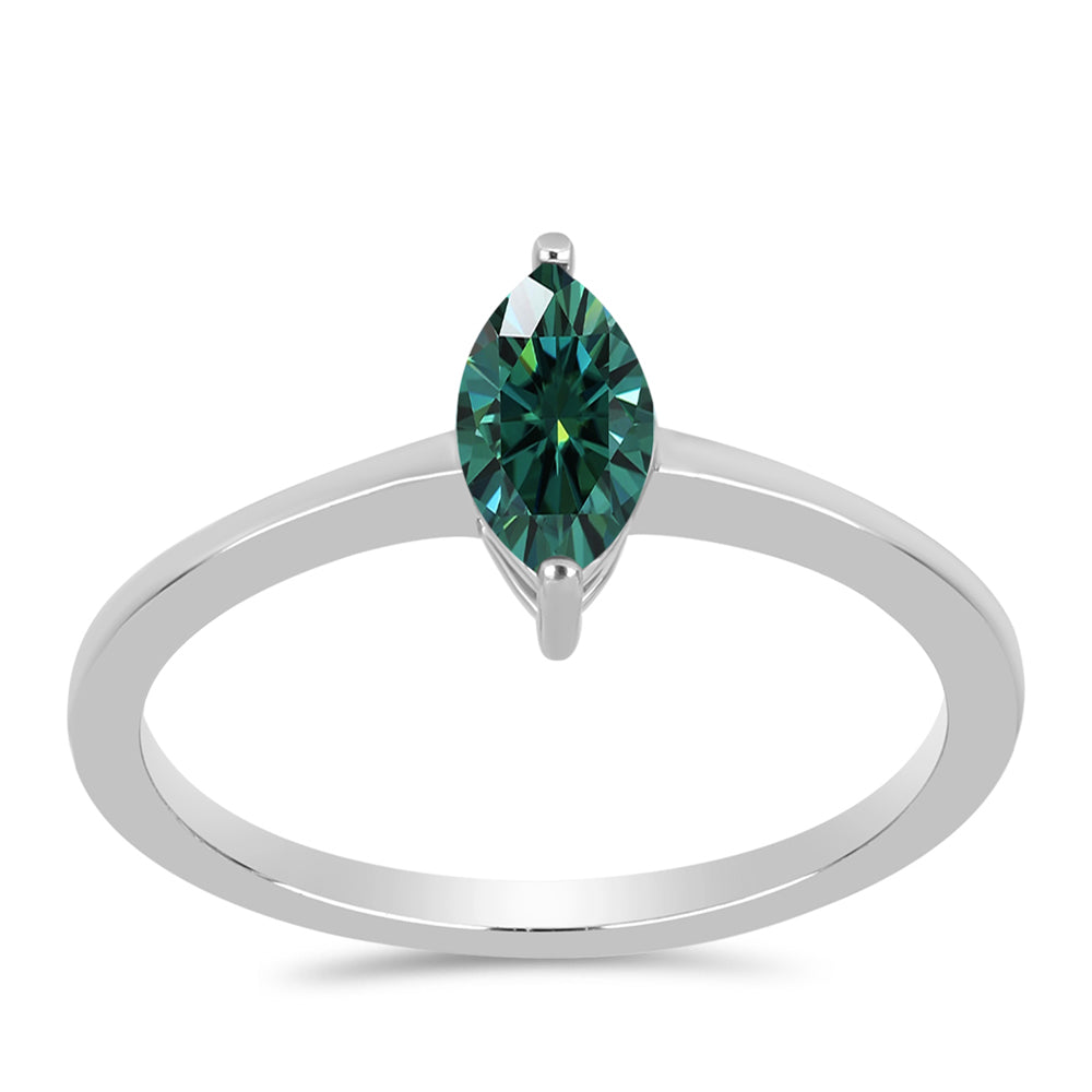 Anillo de Plata con Moissanita azul mar verdosa