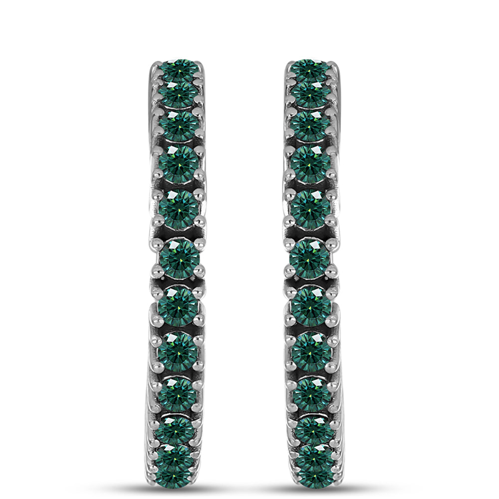 Pendientes de Plata con Moissanita azul mar verdosa