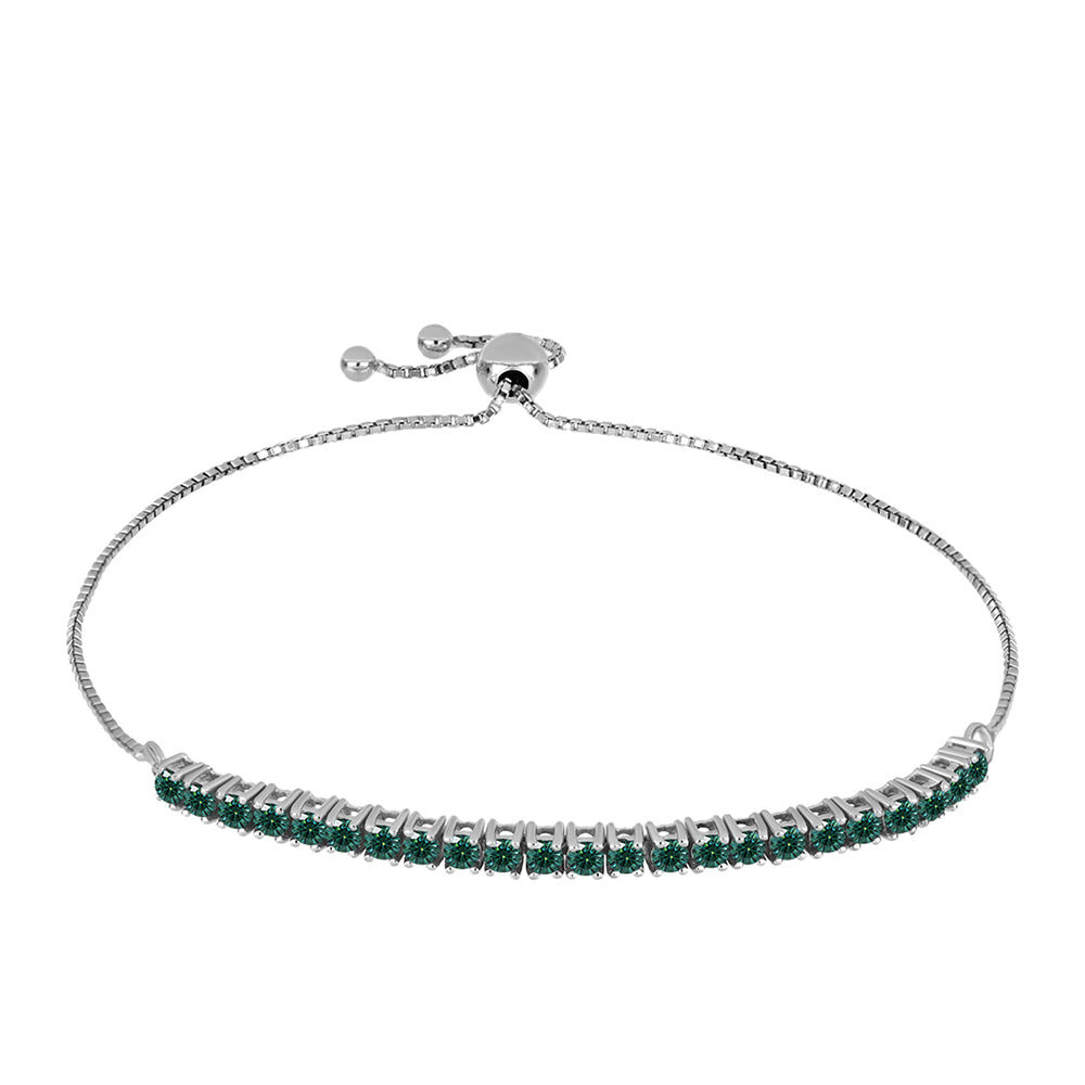 Pulsera de Plata con Moissanita azul mar verdosa 1 