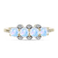 Anillo de Plata Bañada en Oro con Piedra Lunar Arco Iris y Topacio Blanco