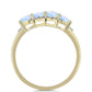 Anillo de Plata Bañada en Oro con Piedra Lunar Arco Iris y Topacio Blanco