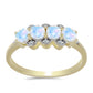 Anillo de Plata Bañada en Oro con Piedra Lunar Arco Iris y Topacio Blanco