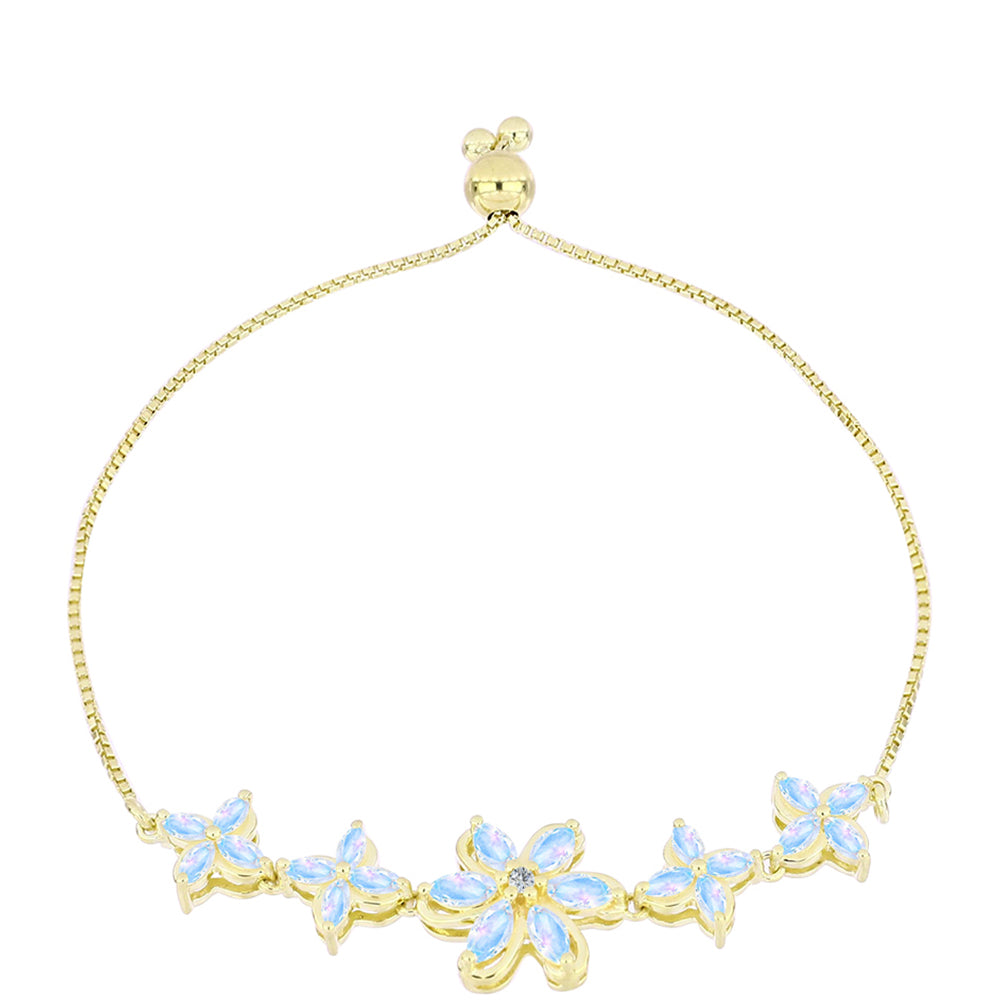 Pulsera de Plata Bañada en Oro con Piedra Lunar Arco Iris 1 