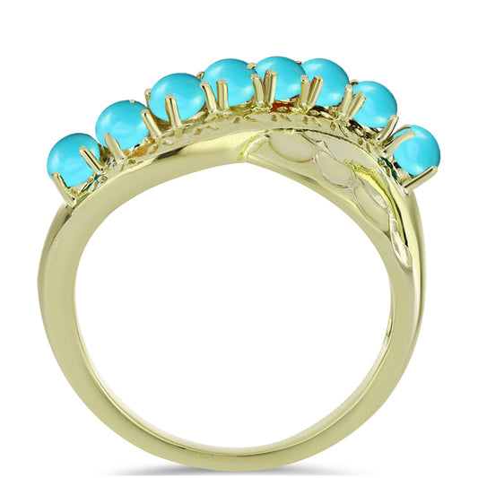 Anillo de Plata Bañada en Oro con Turquesa Bella Durmiente